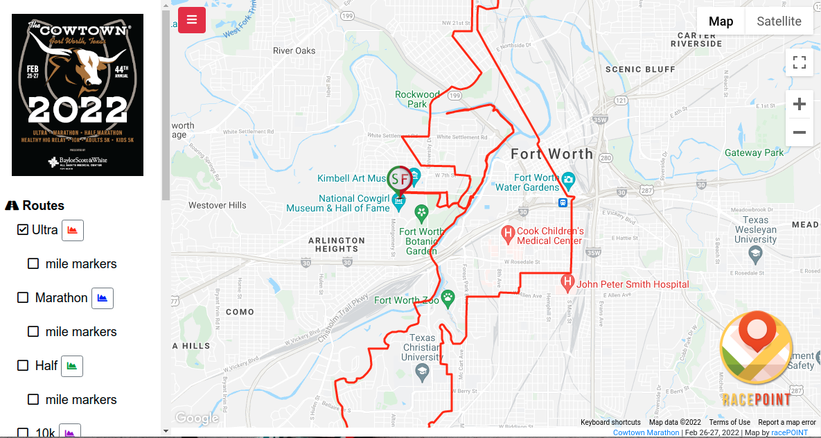 Cowtown Marathon Route Map