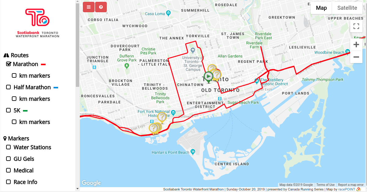 Toronto Waterfront Marathon Elevation Chart